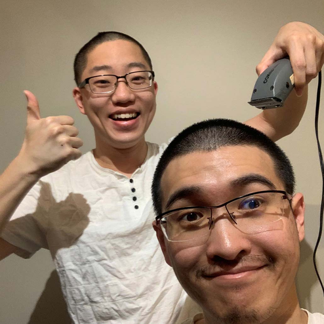 Cutting hair for care - friends buzz cutting their hair to raise money for North York General