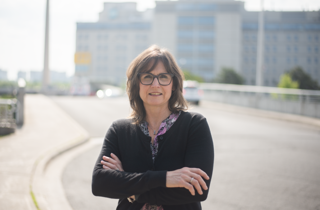 Donna Ruffo Nurse Practitioner standing in front of North York General Hospital