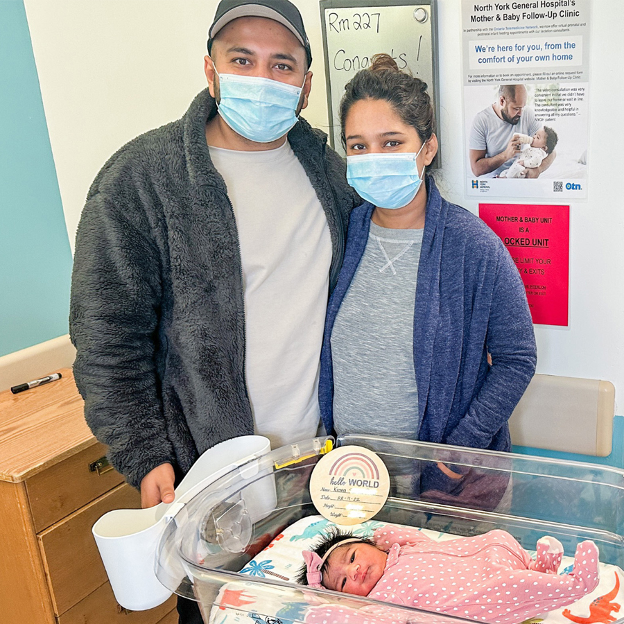 Devashree and her family in birthing centre